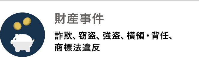 財産事件　詐欺、窃盗、強盗、横領・背任、商標法違反